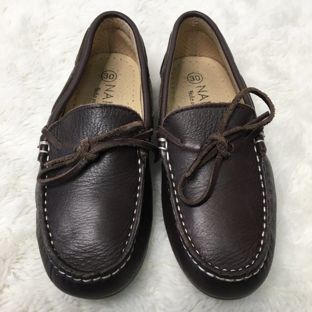 Nanos Toddler Boys Brown Leather Slip On Moccasins Shoes Size 30 / 12.5 US
